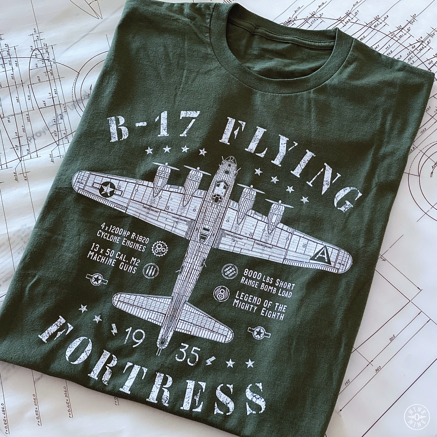 B-17 Flying Fortress 1935 Edition T-Shirt By 909 Apparel