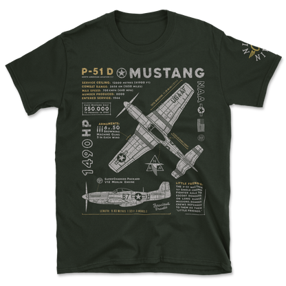 P51D Mustang Blueprint T Shirt By 909 Apparel