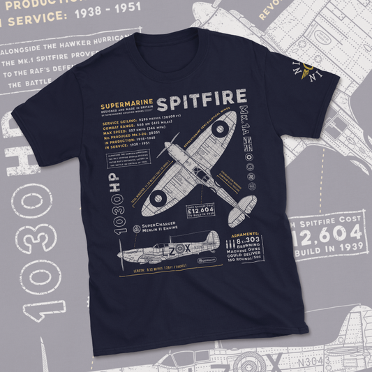 Spitfire Mk.1 Blueprint T-Shirt By 909 Apparel